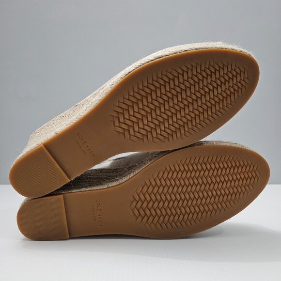 NEW Cole Haan Cloudfeel Southcrest Wedge Espadrille Mule Ivory Leather Size 11 - Picture 10 of 12